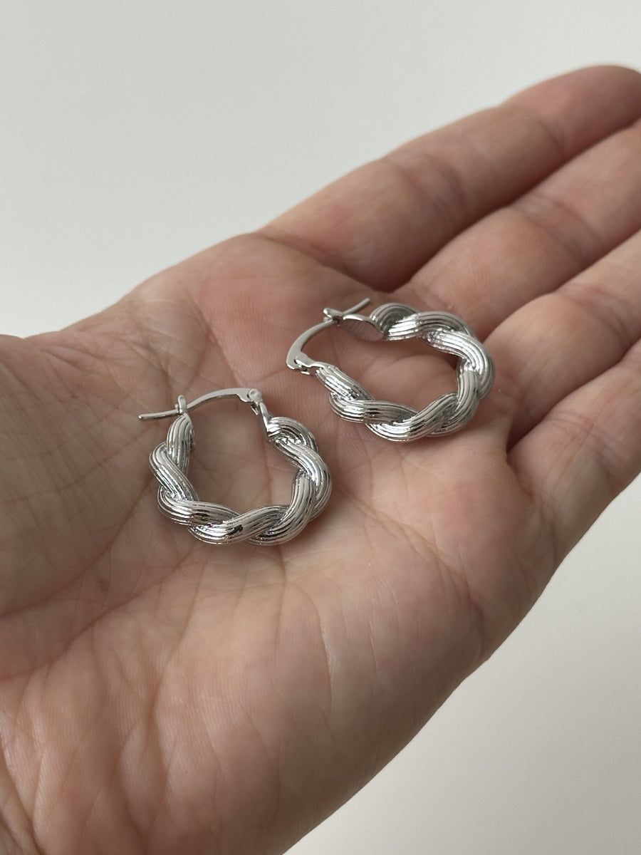 Boucles d'oreilles tressées minimales en acier inoxydable - Amelie