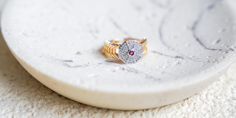 Bague Céramique Et Acier Avec Zircones - Double Rangée - Alliance Ou Bijou Pour Femme - 11