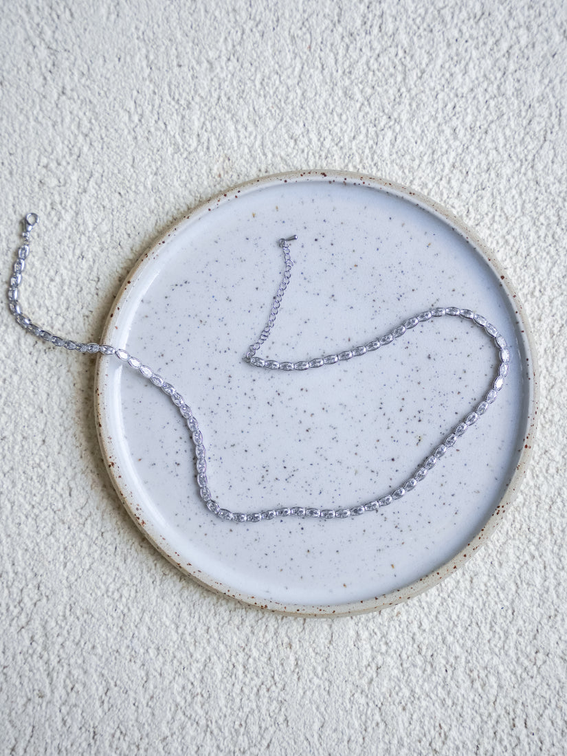 Collier Halo zirconium façon diamant en acier inoxydable