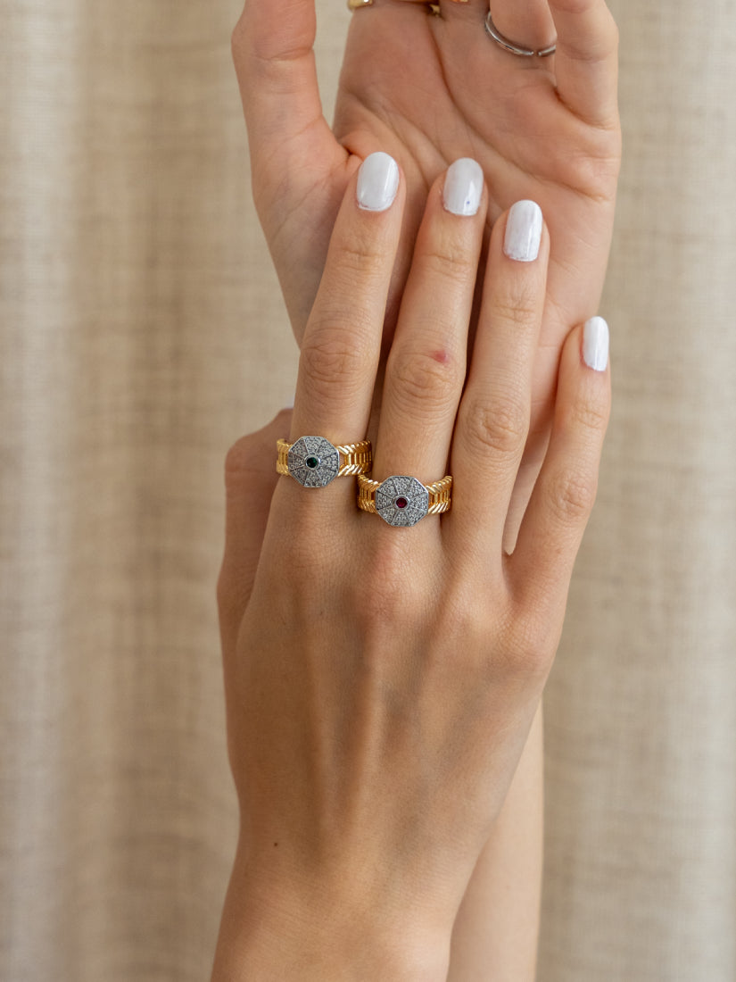 Bague Aurore en acier inoxydable doré