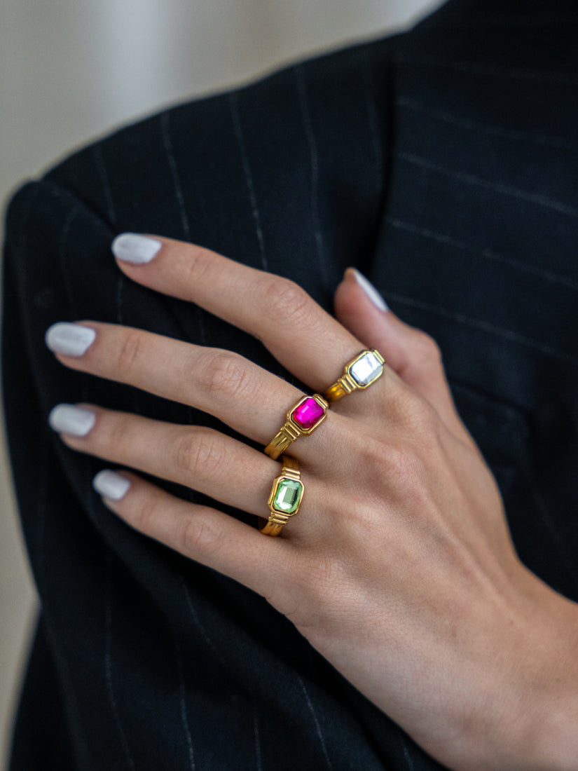 Bague Zélie en pierre colorée