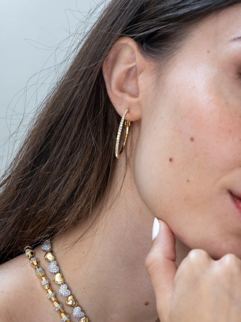 Boucles d’oreilles créoles fines effet diamant -  Naelle