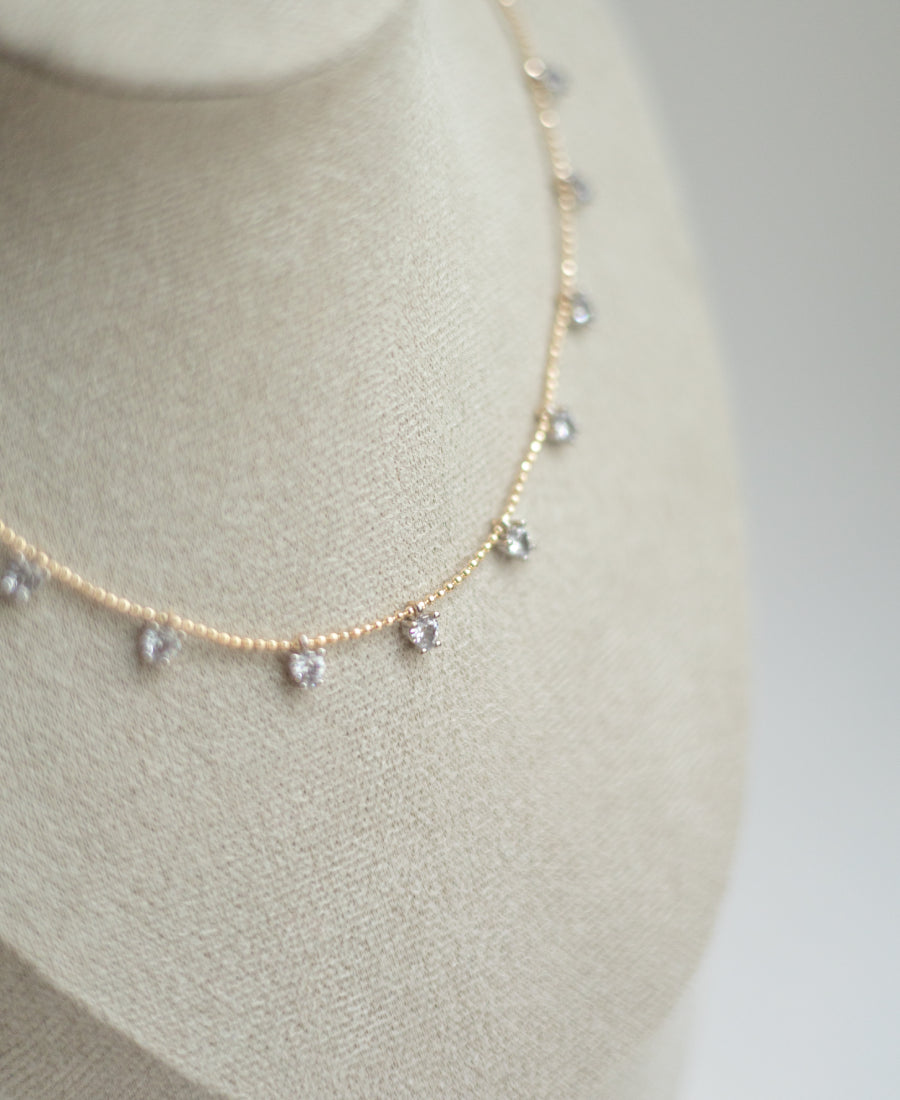 Collier fin doré avec pendentifs zirconium - Clara