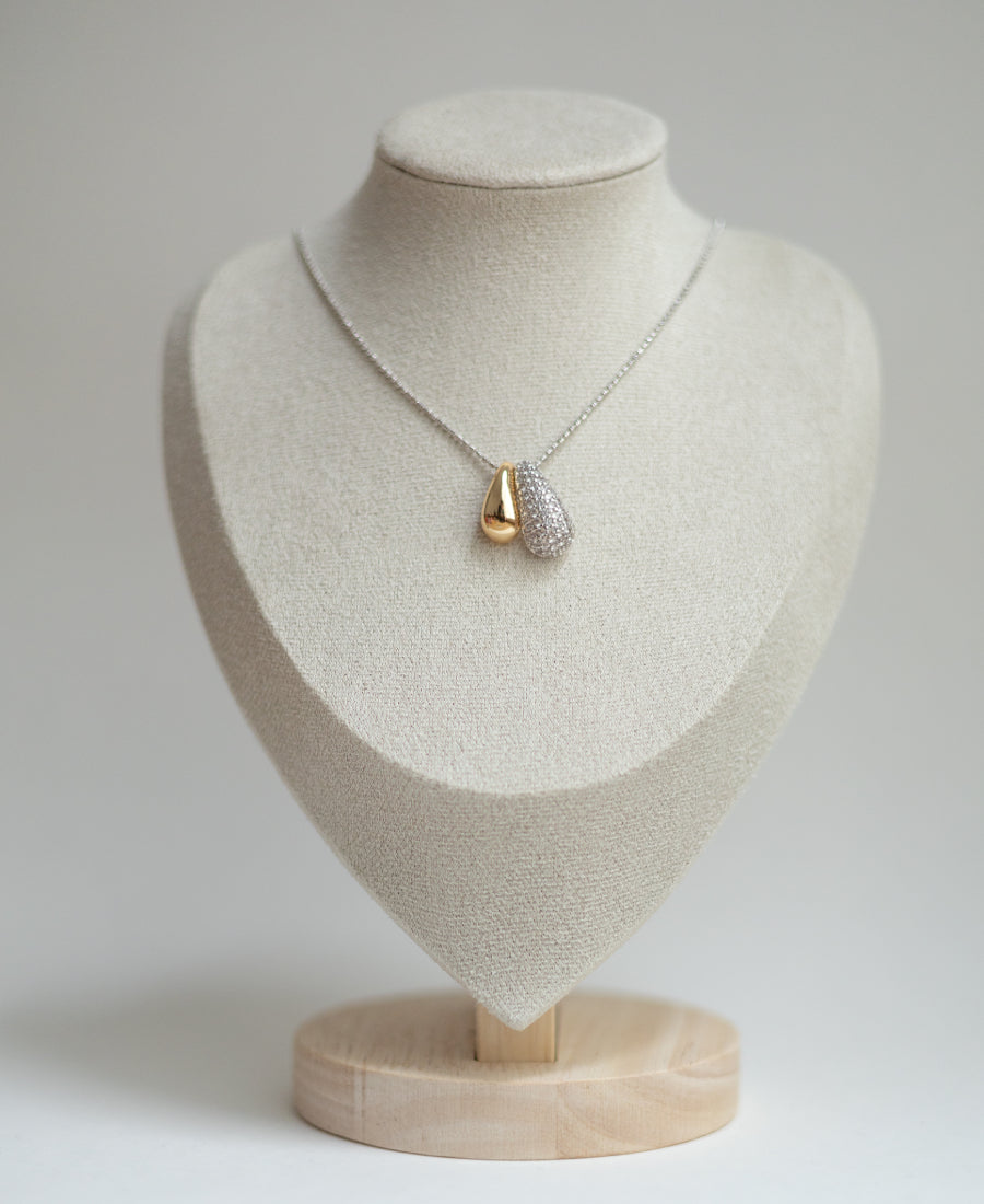 Collier pendentifs duo doré et zirconium - Camille