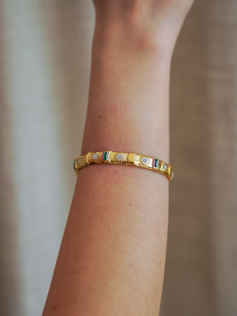 Bracelet Soleil ajustable en acier inoxydable doré ou argenté