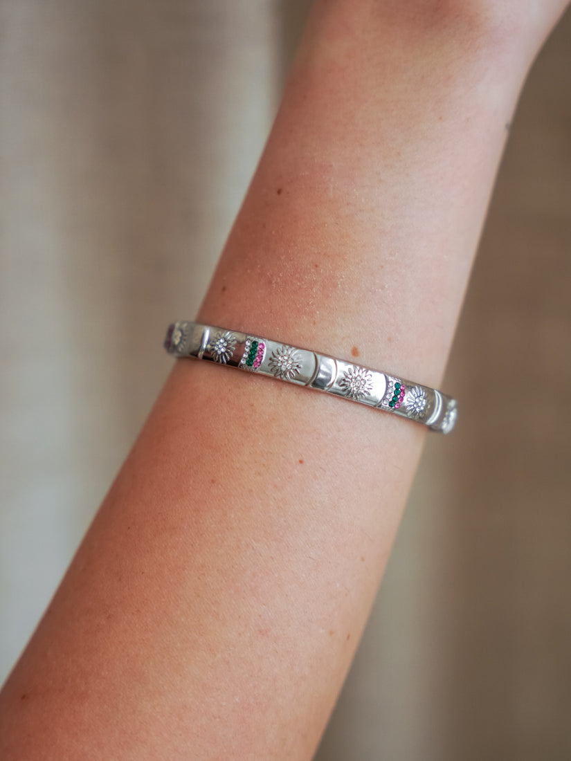 Bracelet Soleil ajustable en acier inoxydable doré ou argenté