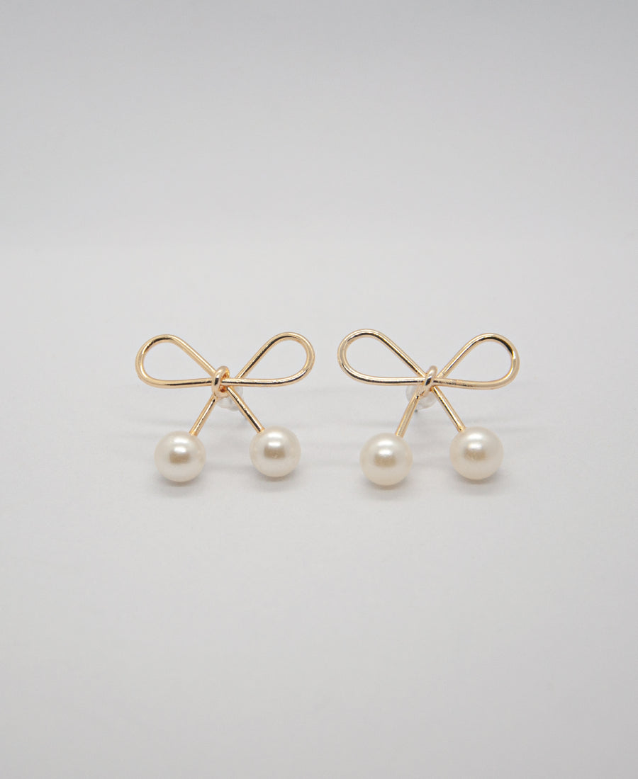 Boucles d'oreilles nœud avec détails perles - Faye
