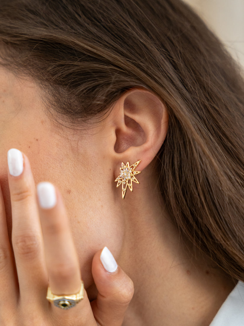 Boucles d’oreilles Léna - Étoiles dorées serties de zircons