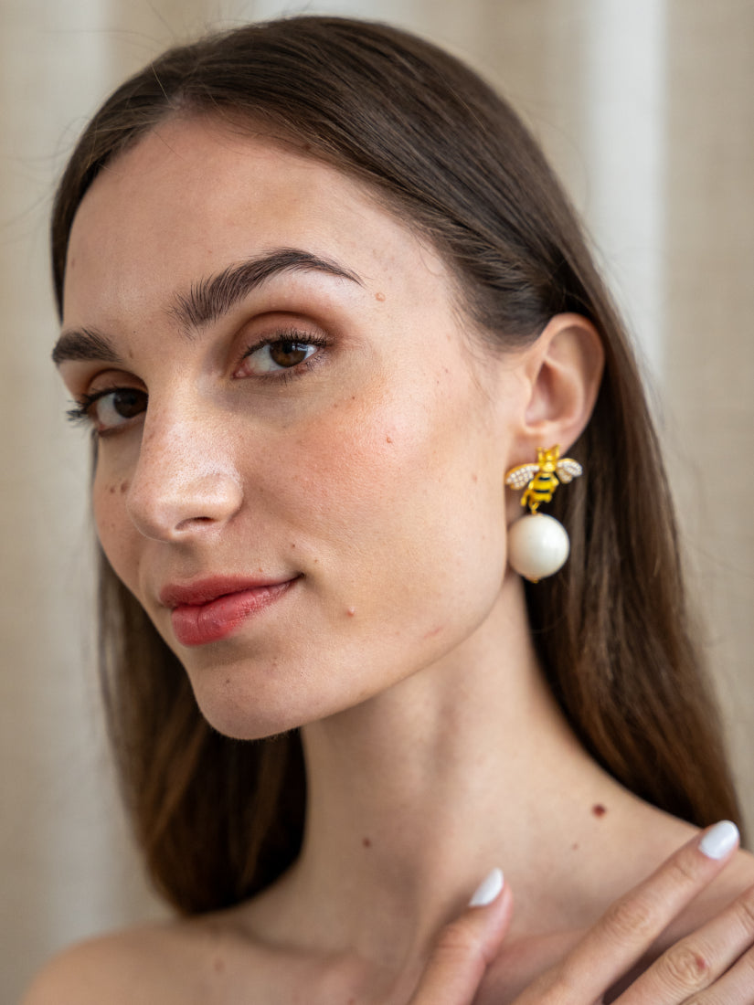 Boucles d’oreilles Abeille dorée