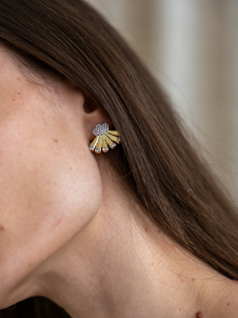 Boucles d’oreilles Kenza - Design éventail doré et cristaux brillants