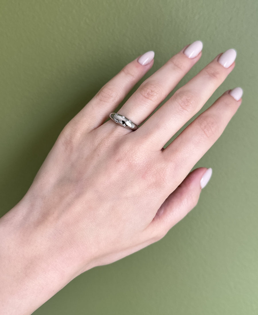 Bague vague sertie en acier inoxydable - Soleil