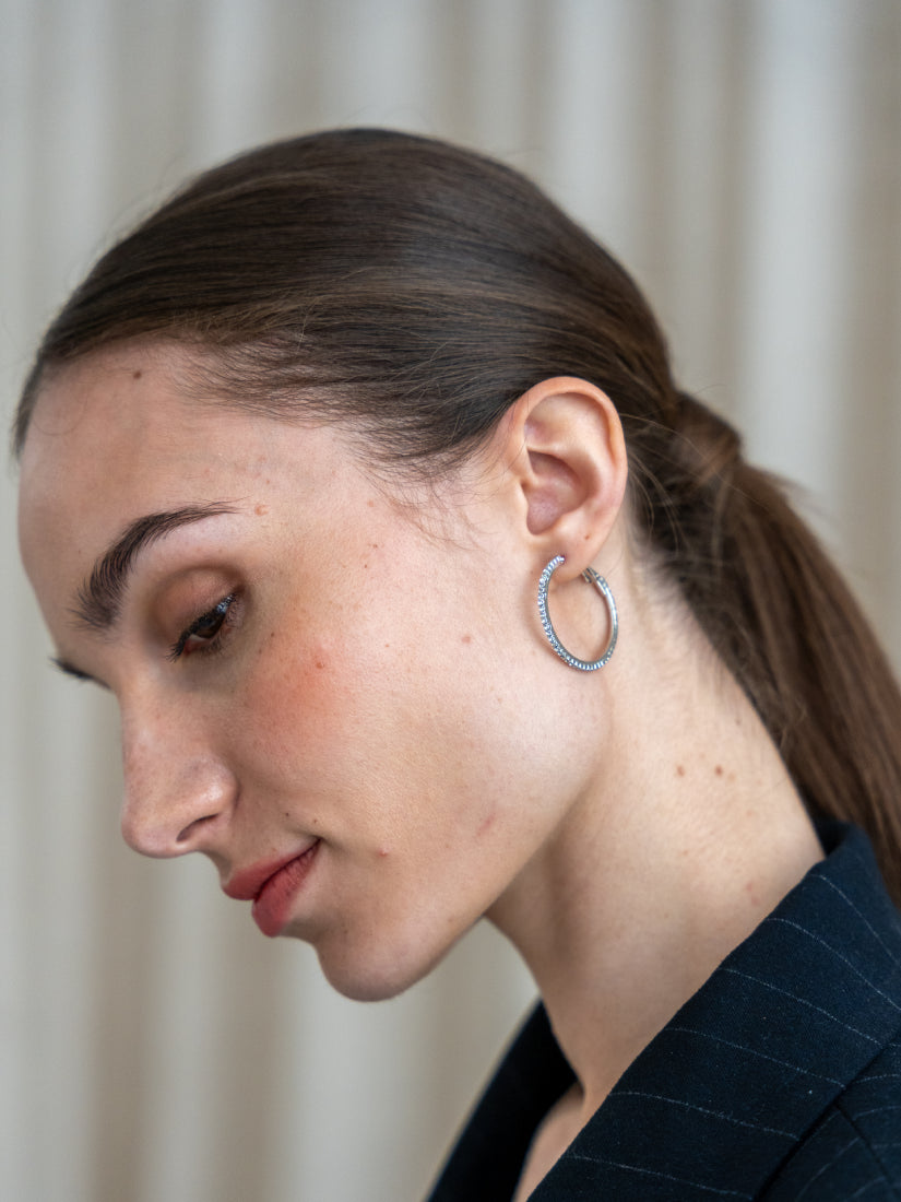 Boucles d’oreilles créoles fines effet diamant -  Naelle