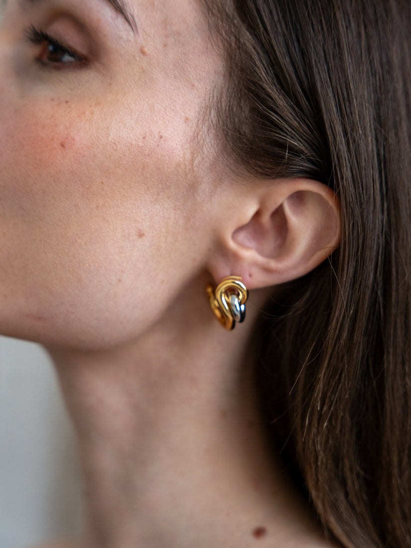 Boucles d'Oreilles Bicolores en Acier Inoxydable - Marie