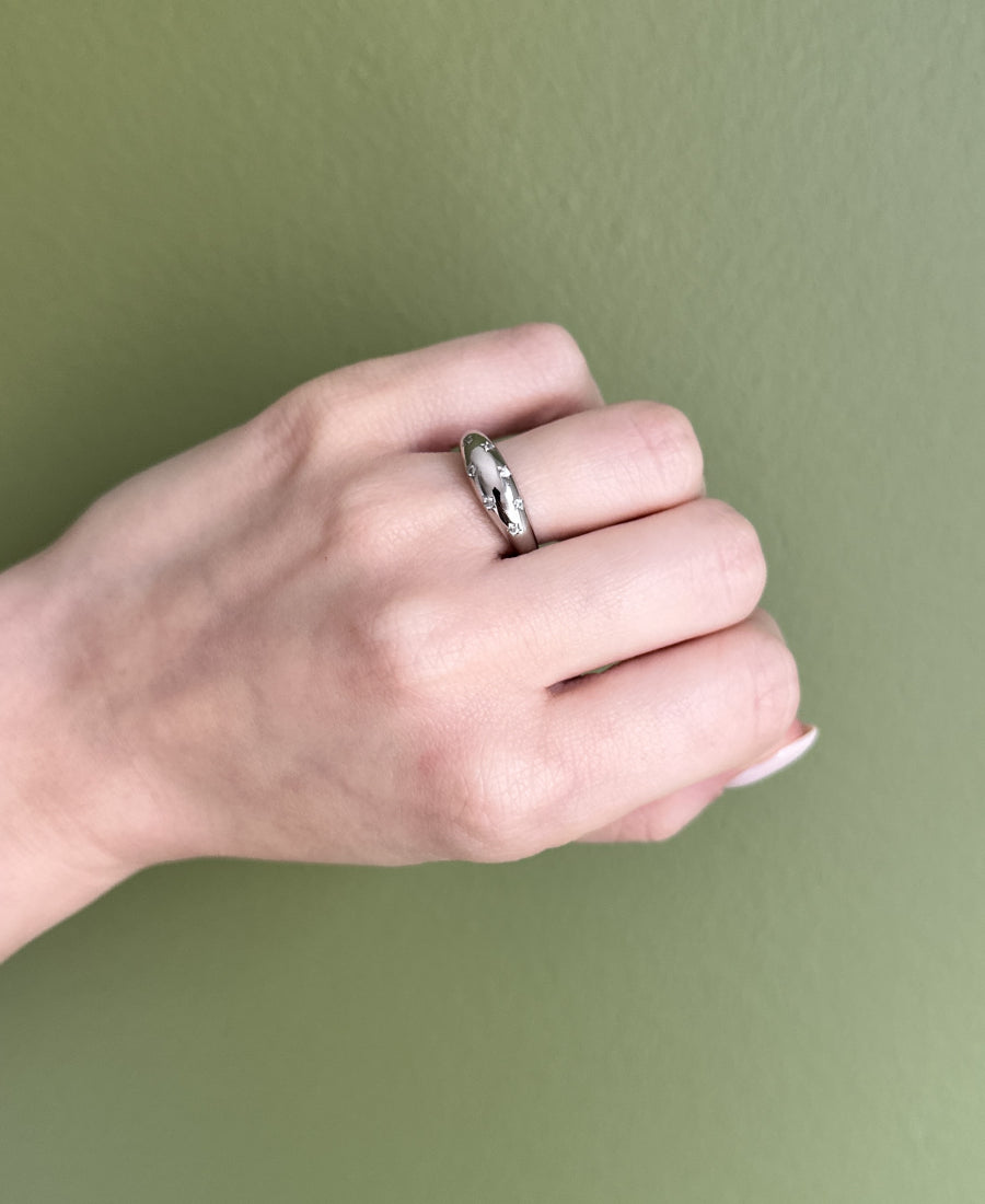 Bague vague sertie en acier inoxydable - Soleil